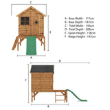 Wooden Playhouse - standard, with tower or with tower and slide
