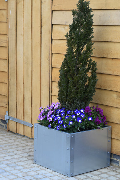 Galvanised Metal Square Planter - 40 x 40 x 45cm