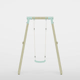 Single wooden frame play swing