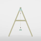Single wooden frame play swing