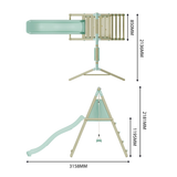 Single wooden frame play swing and slide