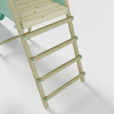 Single wooden frame play swing and slide