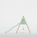 Wooden frame double play swing, and slide