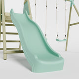 Wooden frame double play swing, and slide