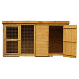 large wooden dog kennel