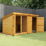 large wooden dog kennel