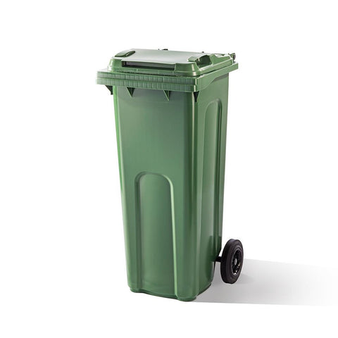 green 140 litre wheelie bin